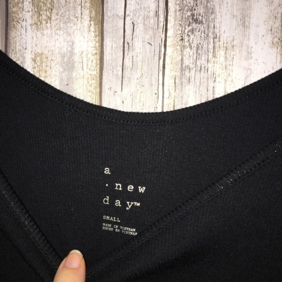 A New Day Black Scoop Neck Long Sleeve Blouse - Picture 3 of 3